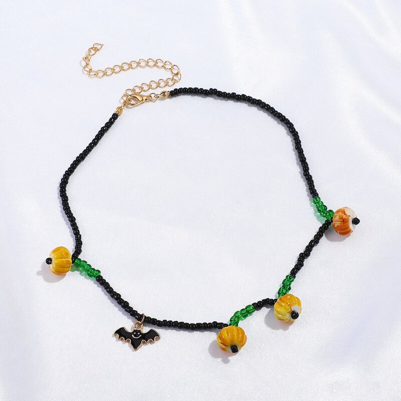 

Bat Charm Beaded Necklace, Multicolor