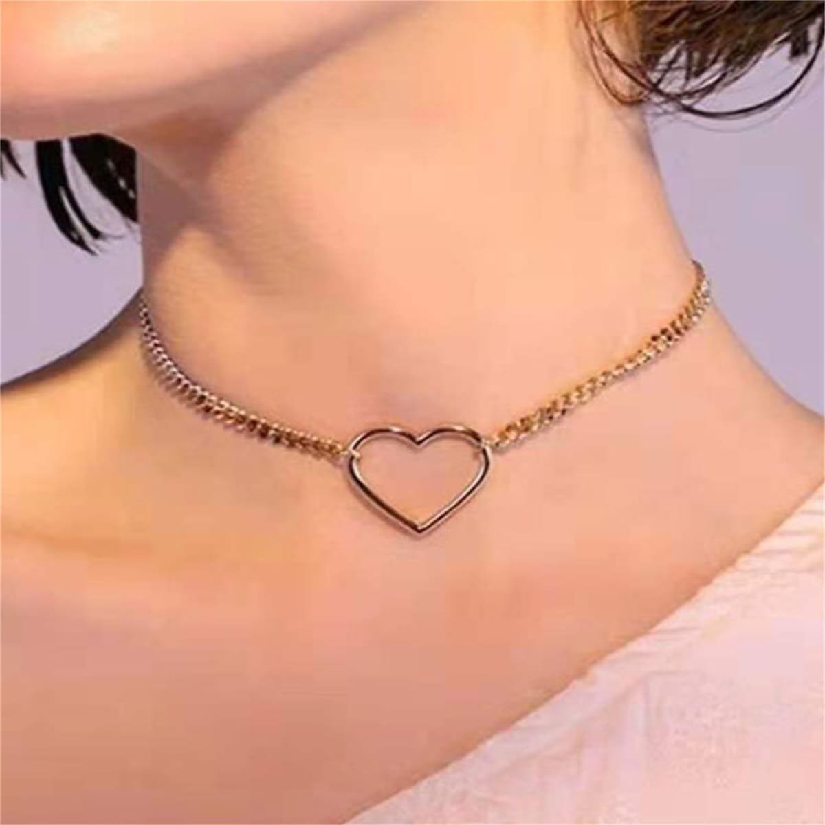

Heart Decor Chain Necklace, Gold
