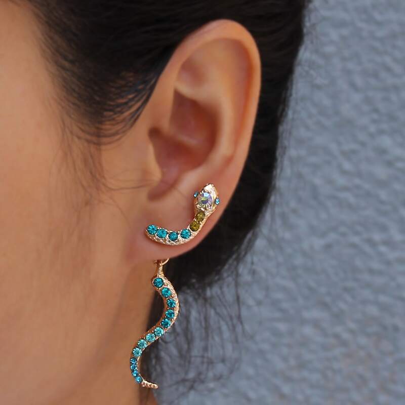 

Snake Design Earrings, Blue