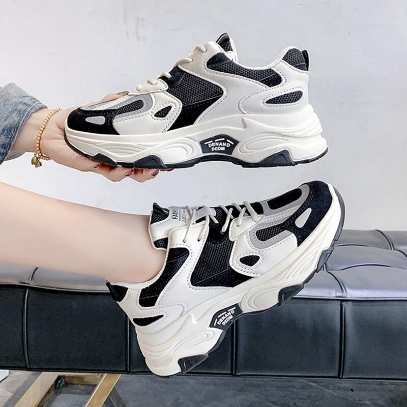 

Colorblock Lace-up Front Sneakers, Black