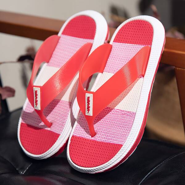 

Clear Flip Flops, Red