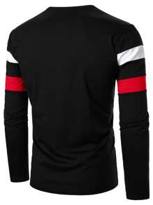 Manfinity Homme Hombres Camiseta de color combinado de cuello notch - Multicolor - Ver 2