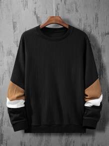 Manfinity Men Contrast Panel Sweatshirt - Black - View 1