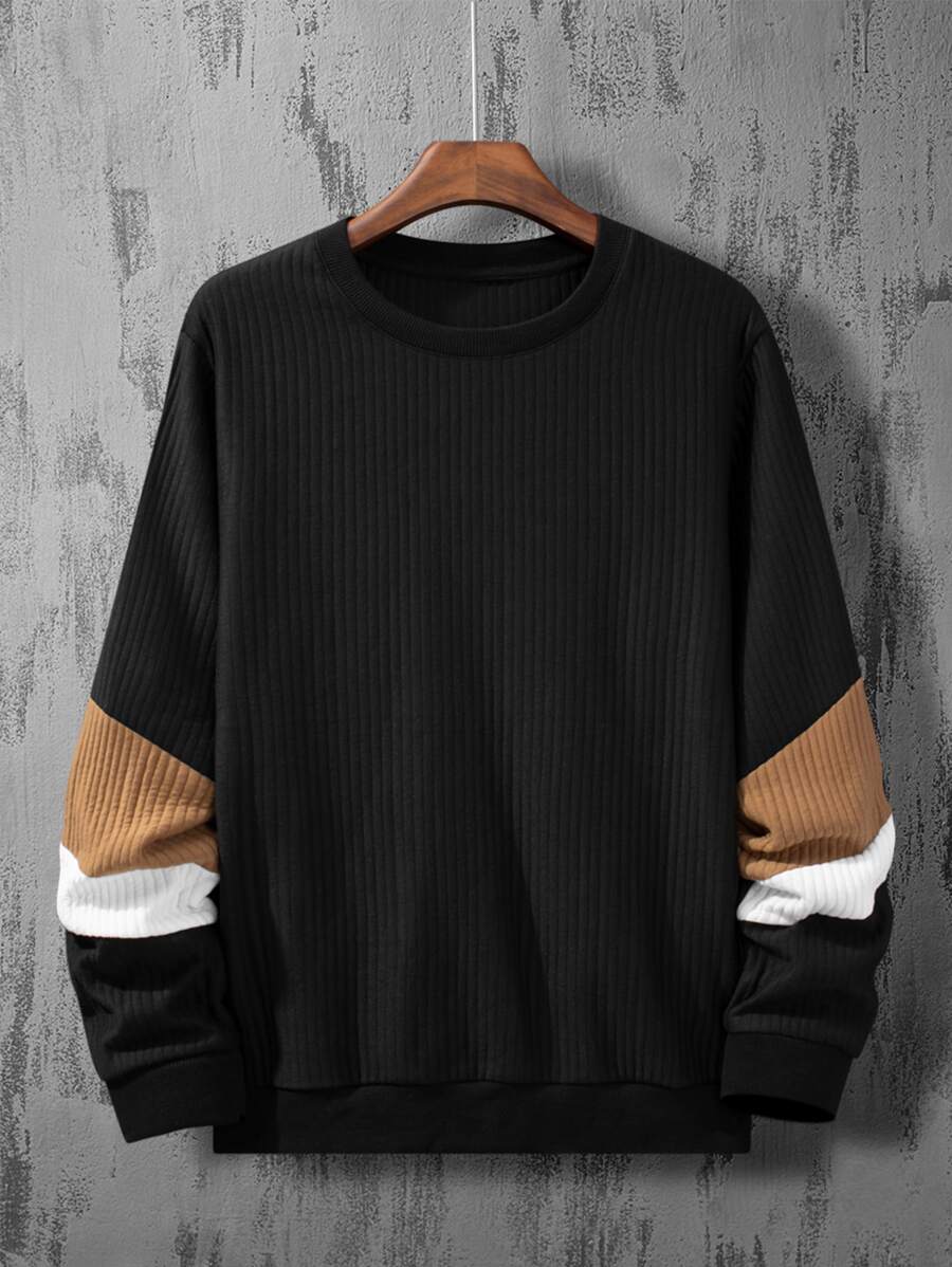 Manfinity Men Contrast Panel Sweatshirt - Black - View 1