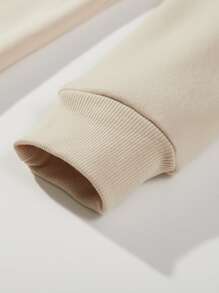 Manfinity EZcore Men Floral & Bird Print Thermal Drawstring Hoodie - Apricot - View 6