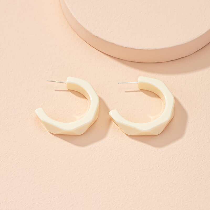 

Resin Hoop Earrings, Beige