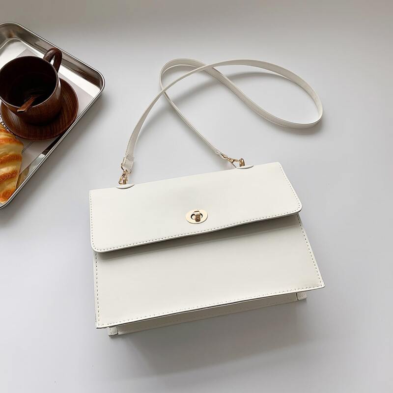 

Minimalist Flap Crossbody Bag, White