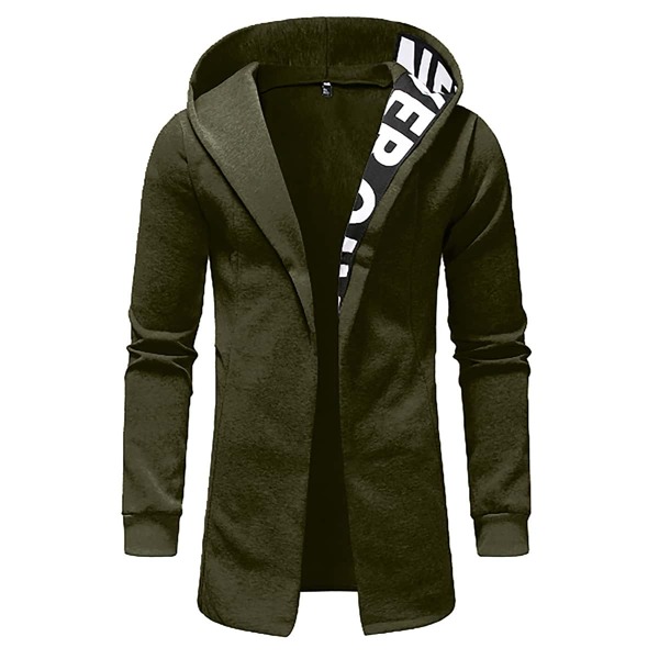 

Men Letter Graphic Open Front Hoodie, Army green
