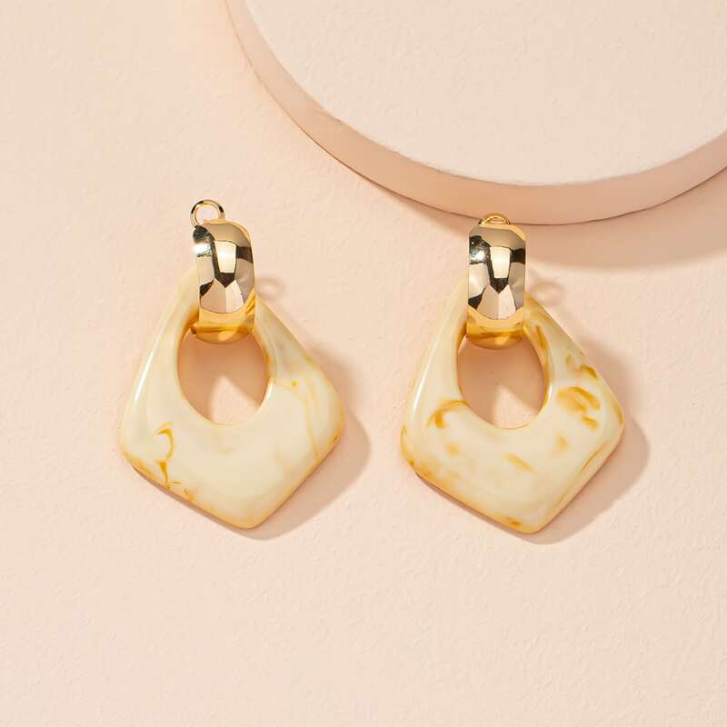 

Geo Drop Earrings, Beige