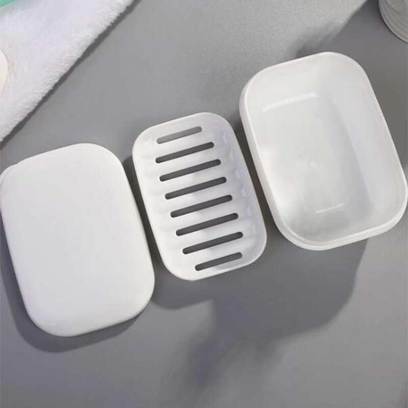 

1pc Solid Color Soap Box, White