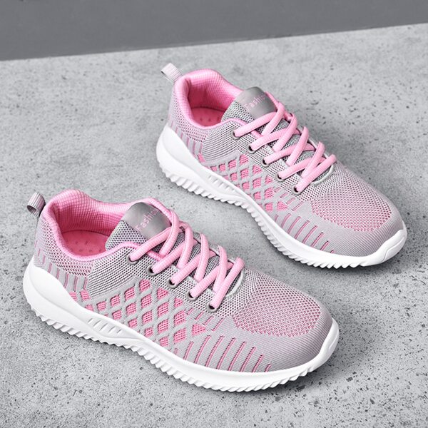 

Knit Detail Lace-up Front Running Shoes, Multicolor