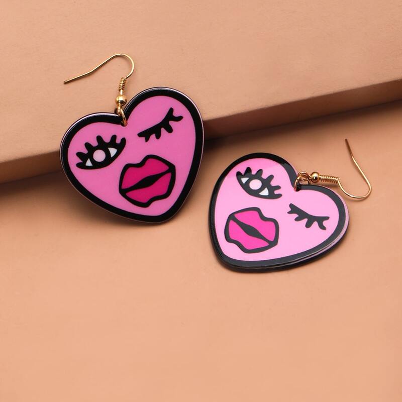 

Heart Drop Earrings, Multicolor