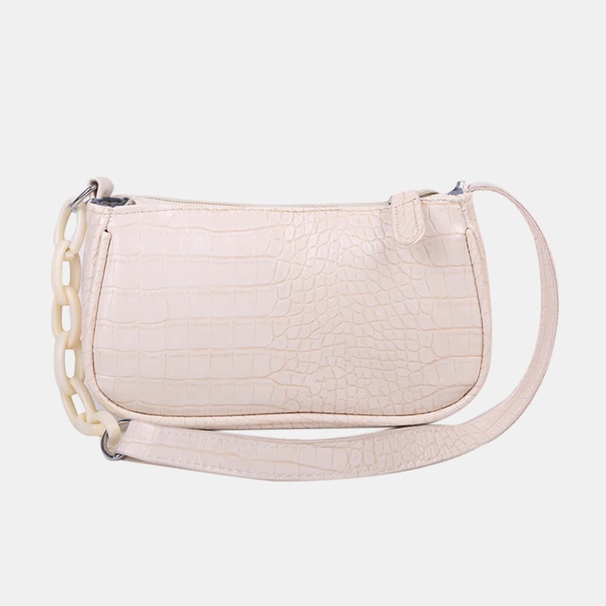 

Croc Embossed Shoulder Bag, White