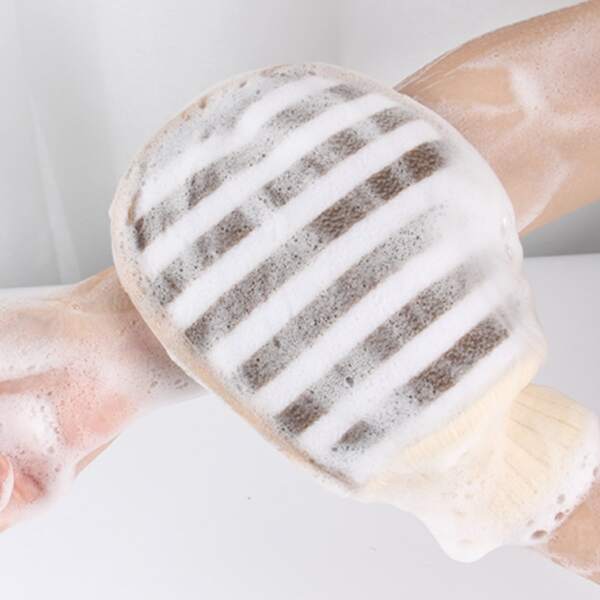 

1pc Striped Pattern Random Color Exfoliating Bath Glove, Multicolor