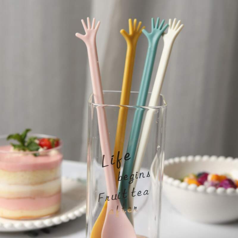 

4pcs Hand Design Random Color Spoon, Multicolor
