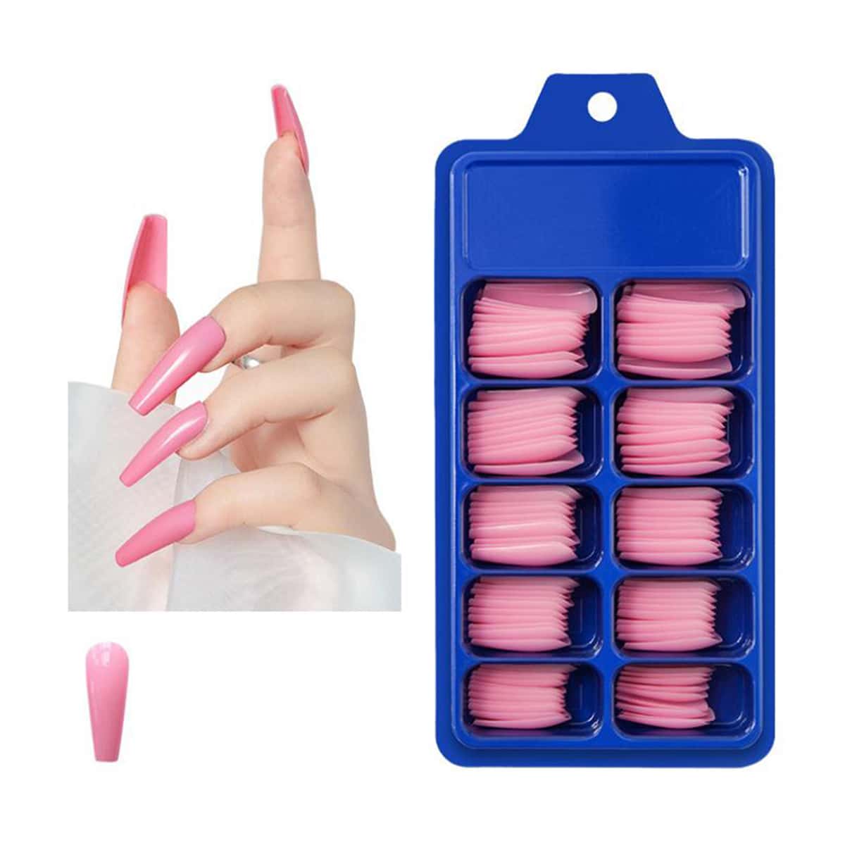 

100pcs Plain Fake Nail, Pink