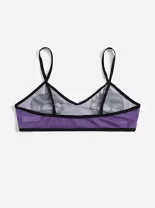 ROMWE Goth 骷髅頭圖案網紗無鋼圈內衣 - 紫羅蘭色 - 查看 2