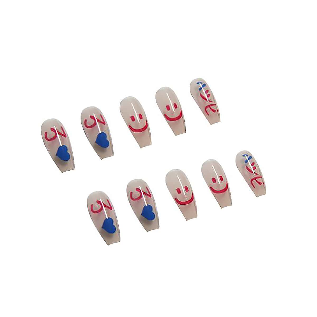 

24pcs Heart Pattern Fake Nail, Multicolor