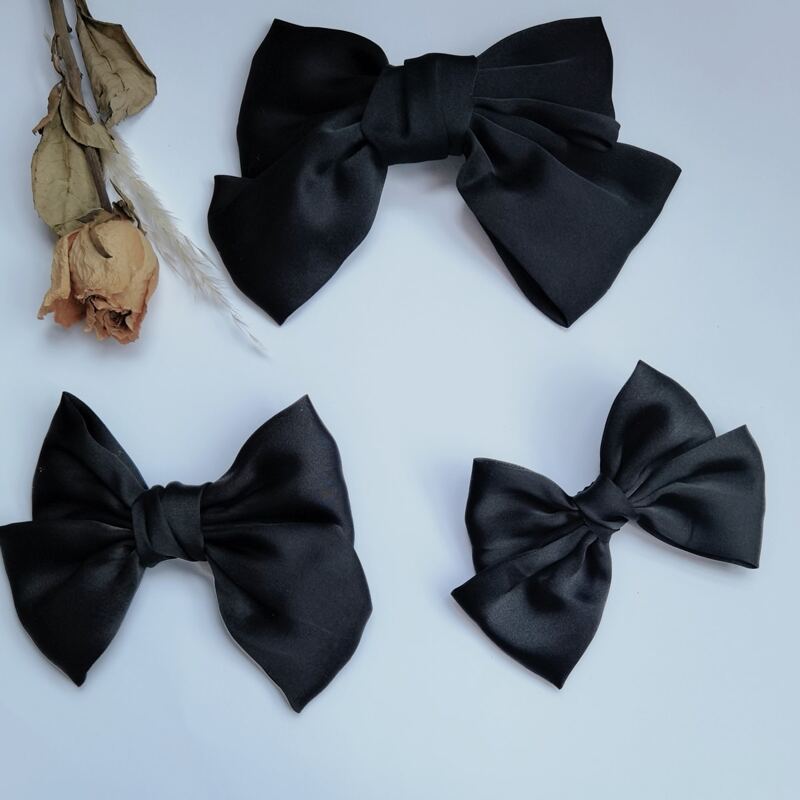 

3pcs Bow Hair Clip, Black
