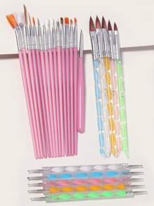 25pcs Nail Art Brush Set - Pink - View 1