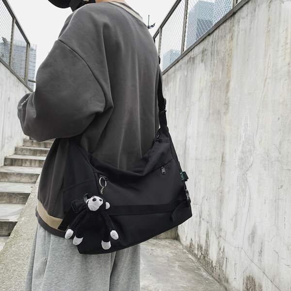 

Men Crossbody Bag With Bag Charm, Black