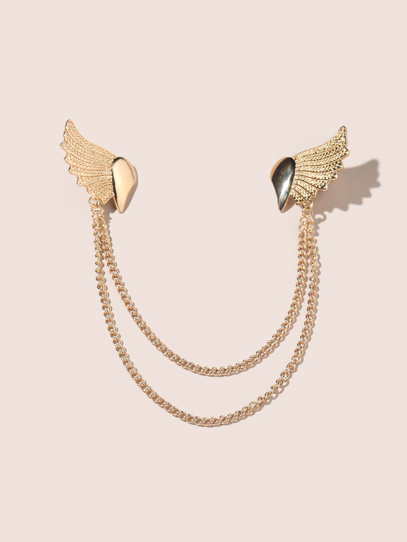 時尚流行男士翼形設計胸針，帶鏈條合金，適合珠寶禮物和時尚外觀 - 金黃色 - 查看 1