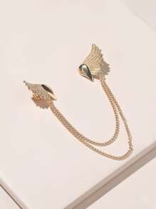 時尚流行男士翼形設計胸針，帶鏈條合金，適合珠寶禮物和時尚外觀 - 金黃色 - 查看 2