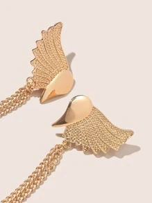 時尚流行男士翼形設計胸針，帶鏈條合金，適合珠寶禮物和時尚外觀 - 金黃色 - 查看 3