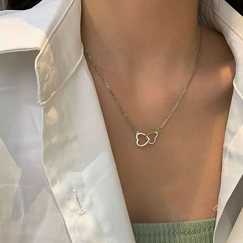 

Heart Decor Chain Necklace, Silver