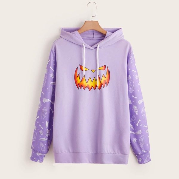 

Men Halloween Drawstring Hoodie, Lilac purple