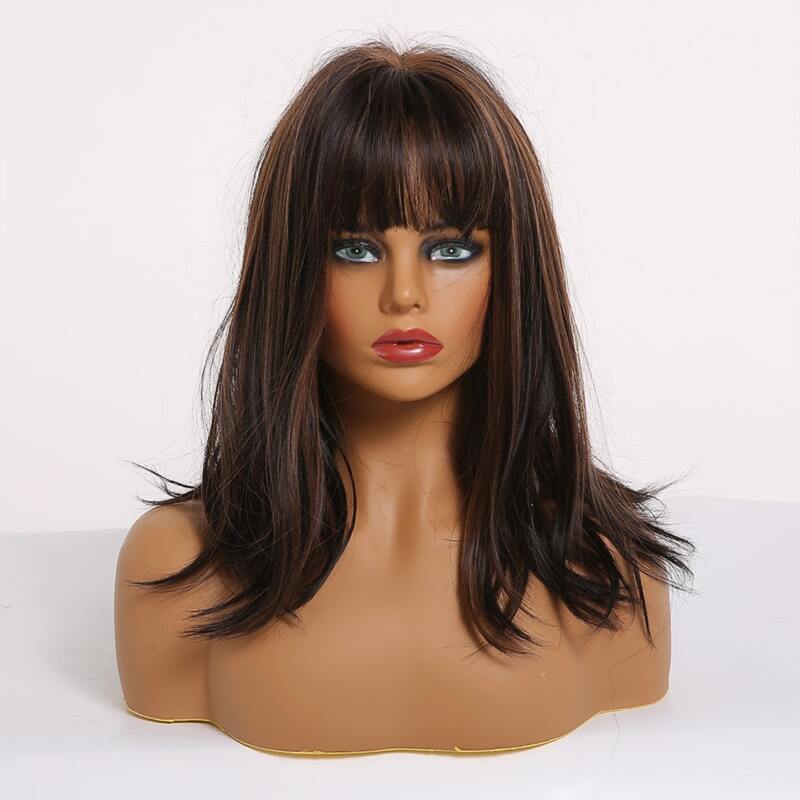 

Natural Ombre Long Straight Wig With Bangs, Brown