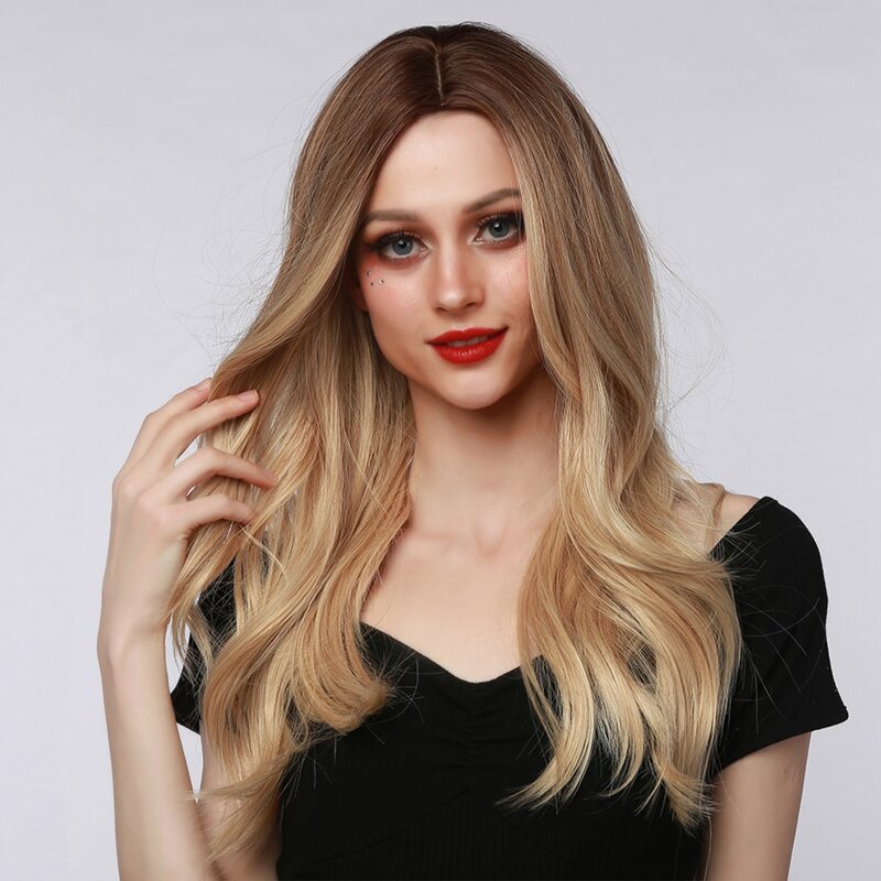 

Natural Long Curly Wig, Gold