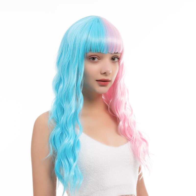 

Two Tone Long Wig With Bangs, Multicolor