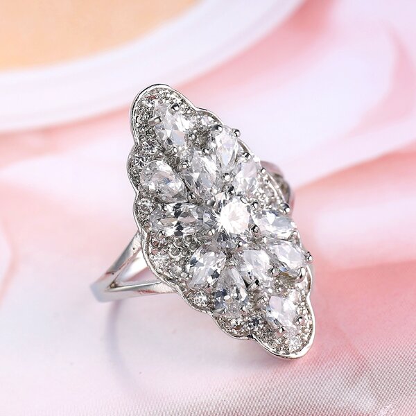 

Rhinestone Decor Ring, Silver