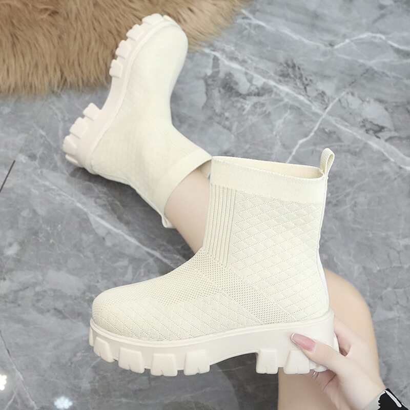 

Minimalist Slip On Boots, Beige