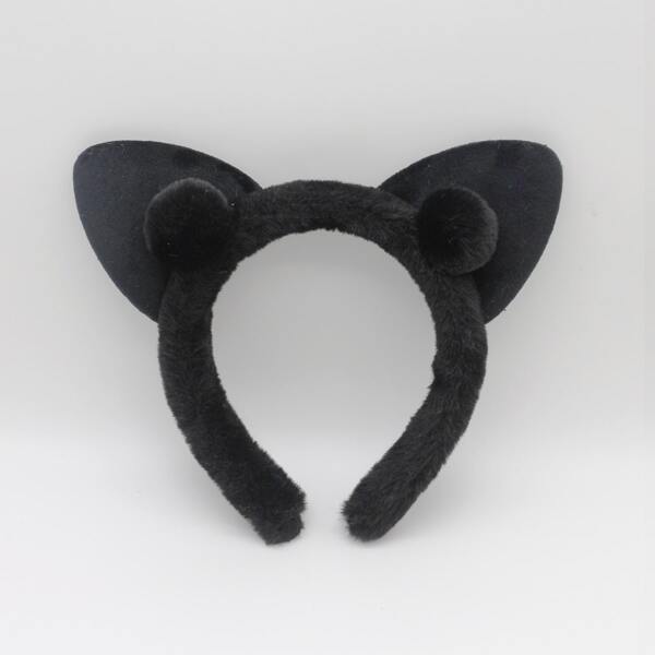 

Girls Ears Decor Fuzzy Headband, Black