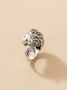 Anillo león con diseño - Plateado - Ver 5