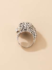 Anillo león con diseño - Plateado - Ver 6
