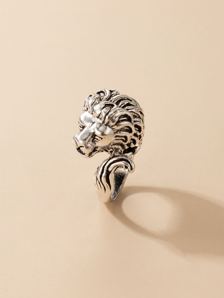 Lion Design Ring - Silver - View 4