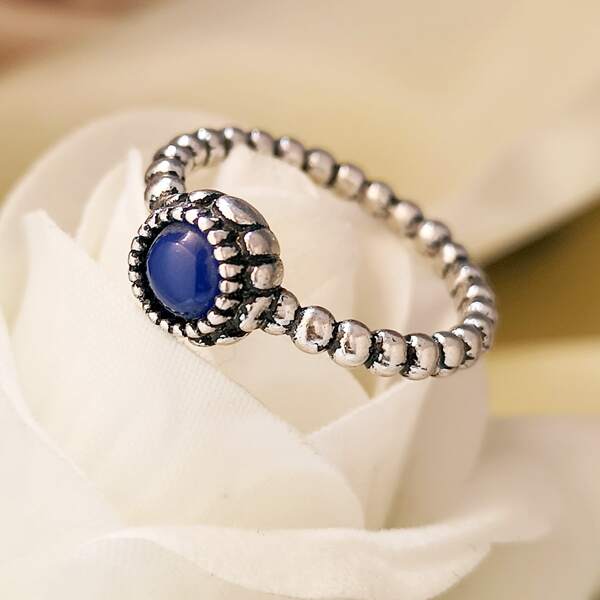 

Copper Bead Decor Ring, Navy blue