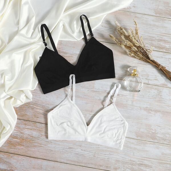 

2pack Plain Bra Set, Black and white
