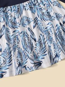 Niñitas Vestido con estampado tropical ribete con fruncido - Multicolor - Ver 4
