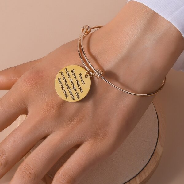 

Round Charm Bangle, Gold