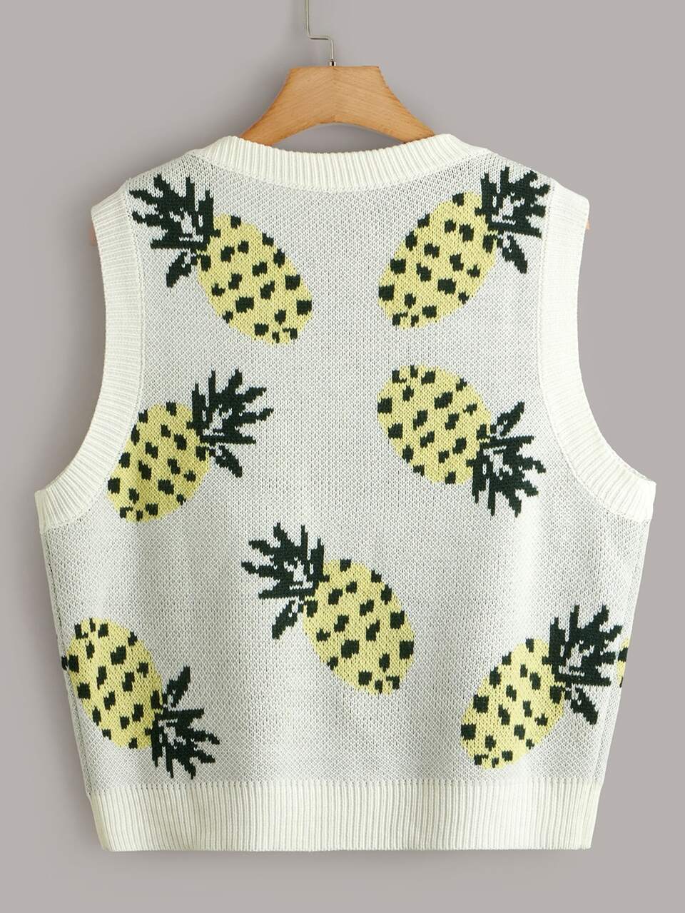 Plus Pineapple Pattern Sweater Vest