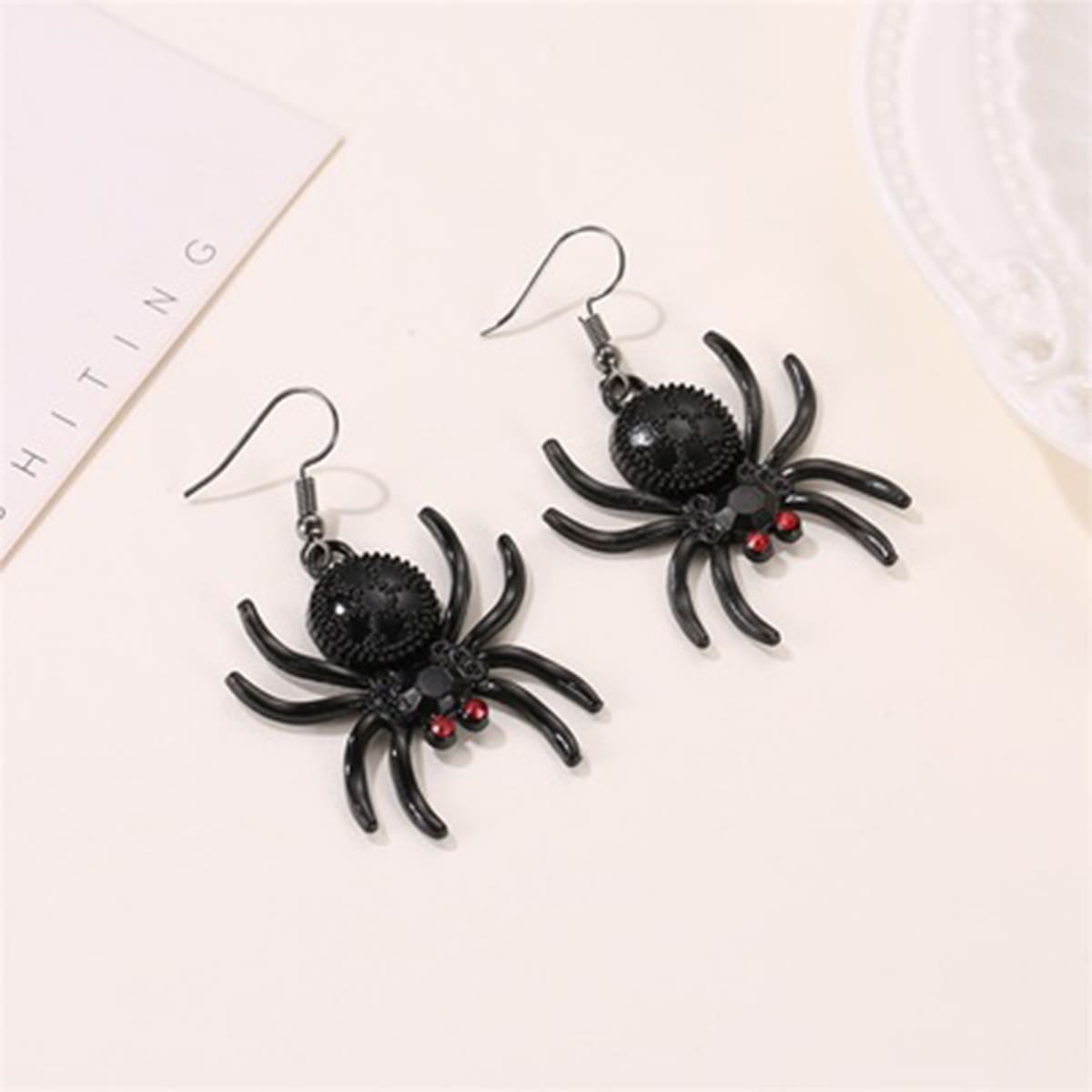 

Spider Drop Earrings, Black