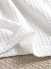 Muchica 4pcs Solid Ribbed Knit Crop Top