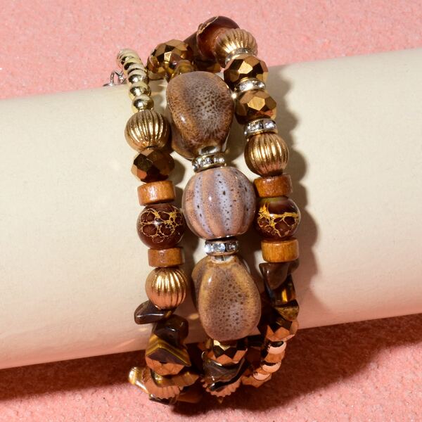 

Layered Beaded Bracelet, Coffee brown