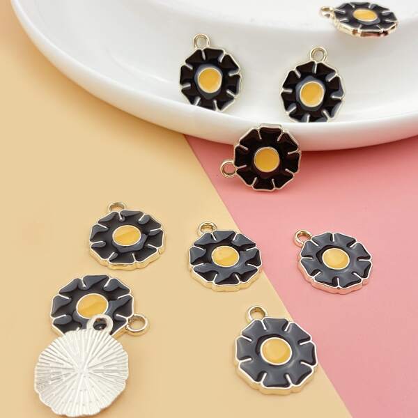 

10pcs Flower DIY Pendant, Multicolor