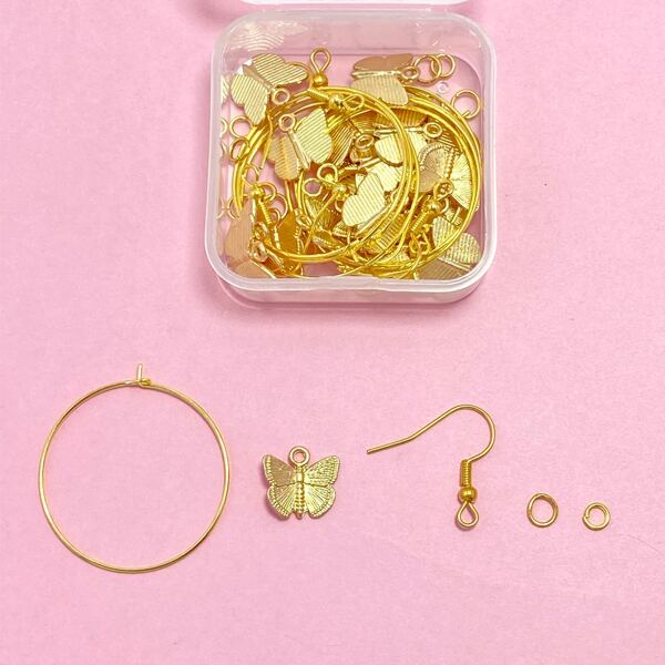 

1box Butterfly DIY Jewelry Accessory, Gold