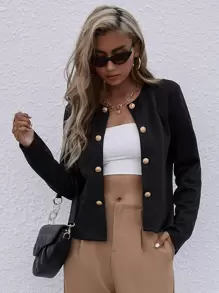 Veste à bouton - Noir - Voir 1